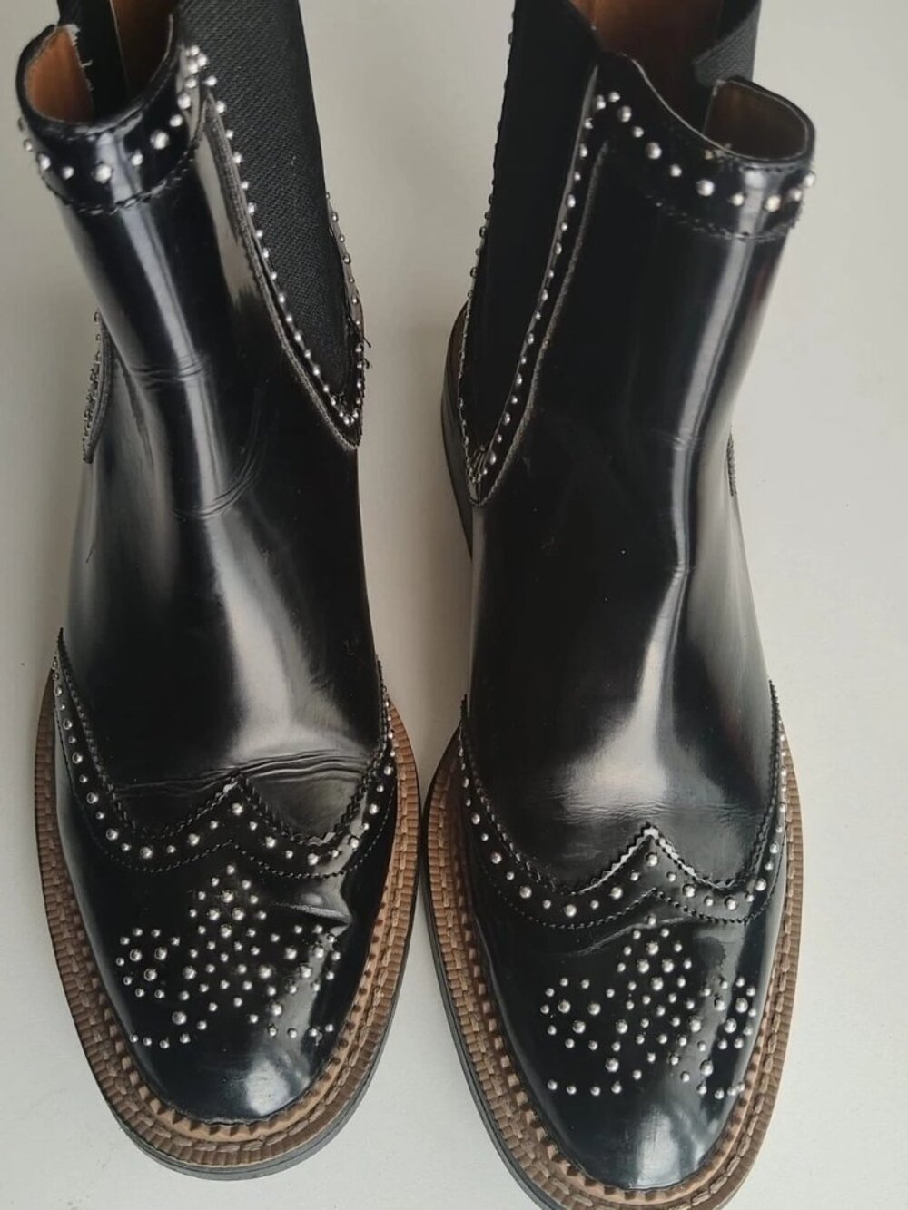 ZARA WOMAN Black Studded Chelsea Boots - Size 40